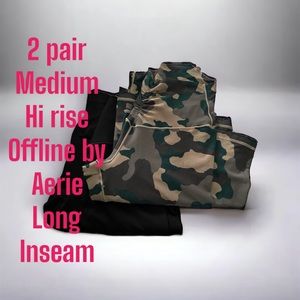 2 pair black/camo LikeNew medium high rise long inseam Offline by Aerie leggings